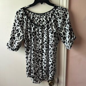 Express leopard print short sleeve blouse